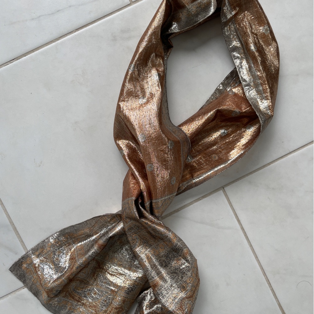 Vintage Italian Metallic Paisley Scarf